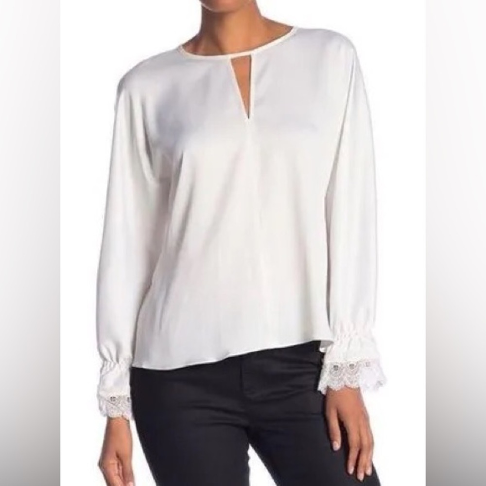 NWOT Laundry by Shelli Segal- Satin Blouse Cross Back -Small